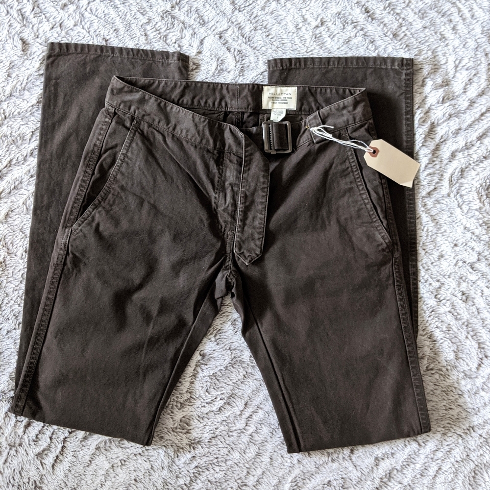 Nili Lotan Brown Army Military Belted Pants 2 RARE